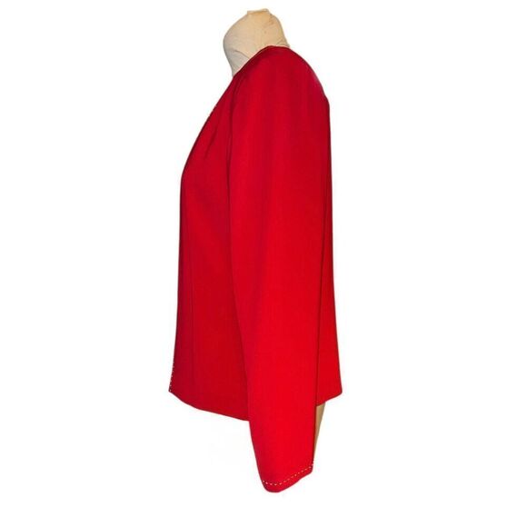 Liz Claiborne Open Front Blazer Sz. 12 Red Lined Peofessional - Picture 3 of 9